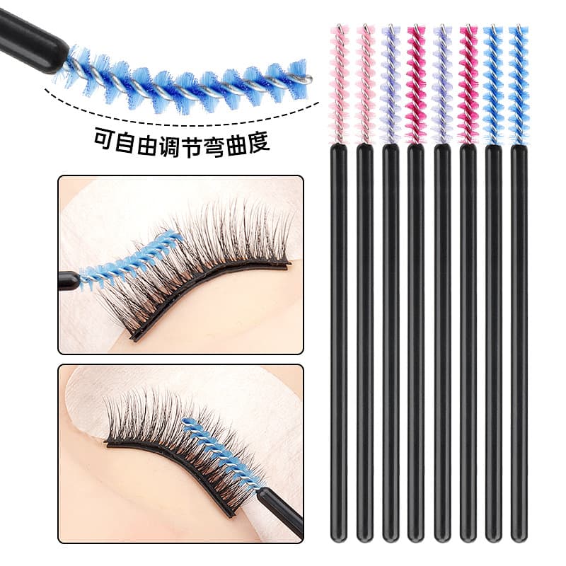 Custom grafted eyelashes and eyebrow combs, 50 pcs per pack, disposable solid spiral eyelash curlers, straight eyelash combs