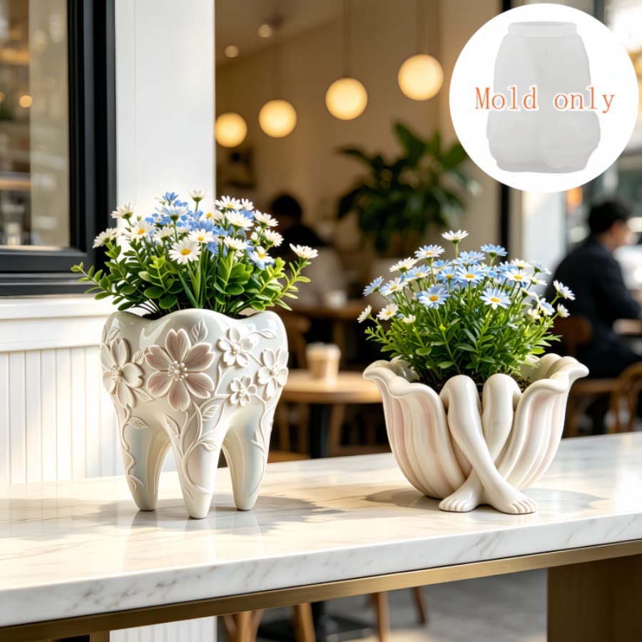 Cross-border hot-selling 2 styles of artistic flowerpot silicone mold DIY gypsum succulent potted plants
