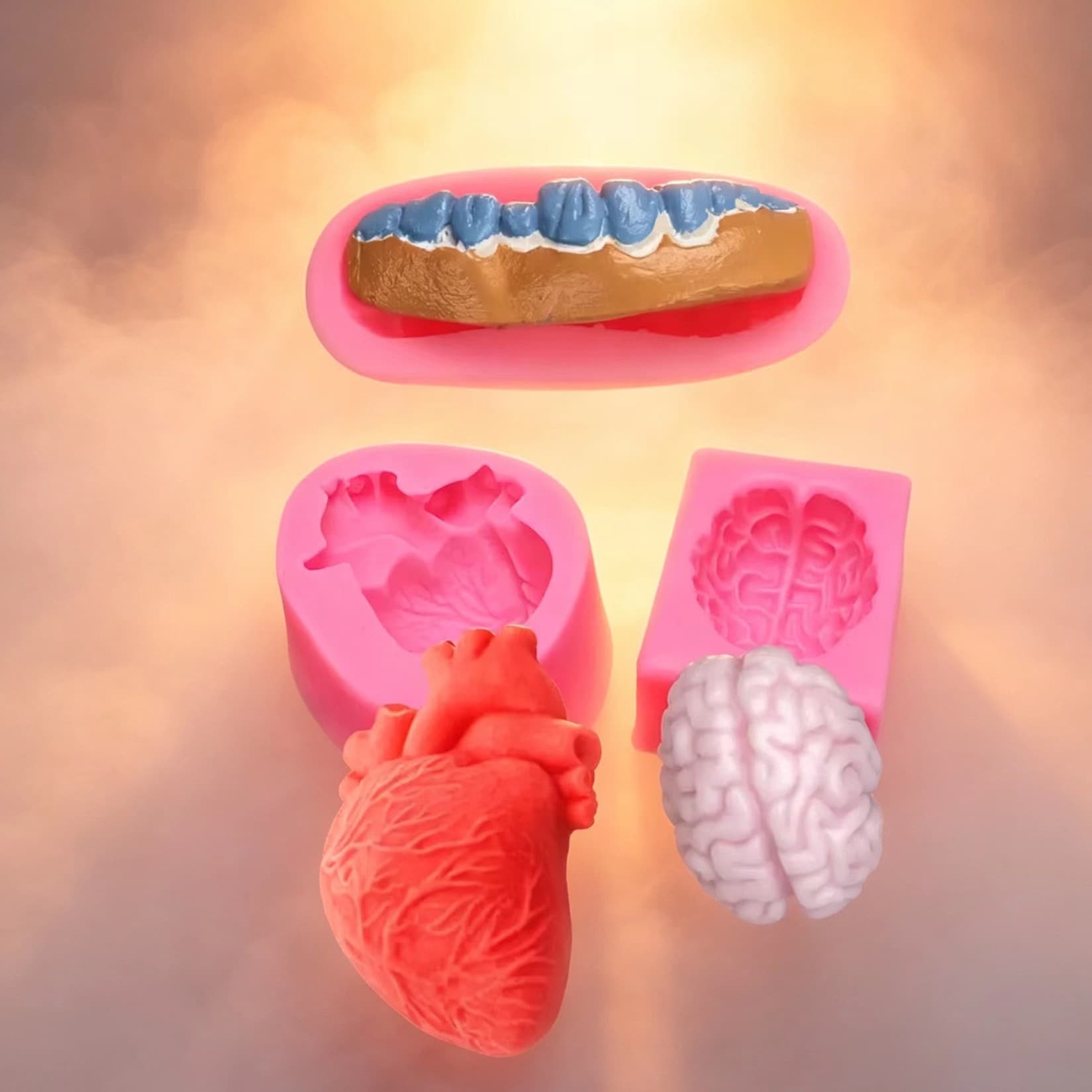 Halloween Heart Brain Teeth Chocolate Mold Cake Decoration Mold Aromatherapy Plaster Candle Ornaments Silicone Mold