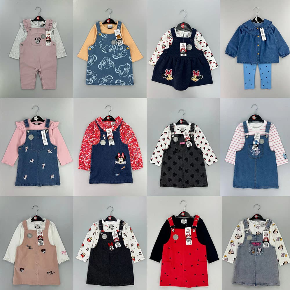 【First-hand Wholesale】Geo*rge & Dis*ney Kids Denim Overall Dress/Pants Long Sleeve Set