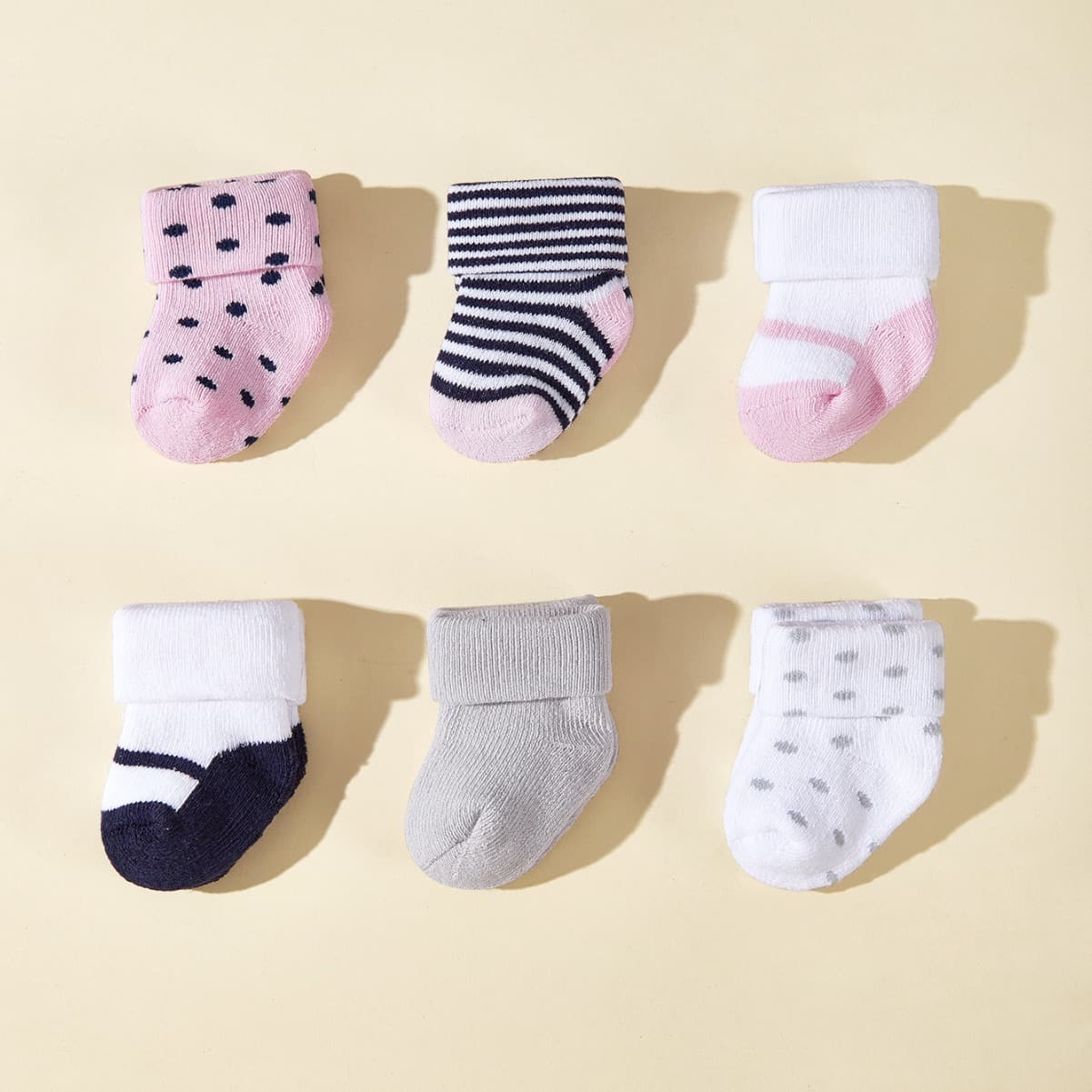Cross-border Exclusive 6-Pair Candy Color Baby Socks Newborn Terry Warm Socks Baby Girl Autumn Winter Ankle Socks