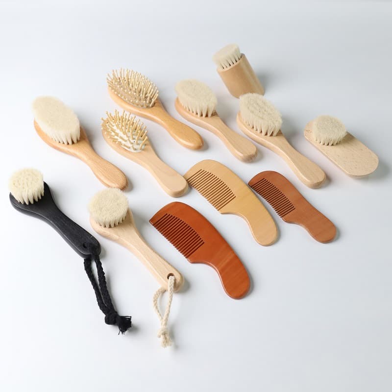 Baby Wool Brush Set Elm Wood Airbag Massage Bathing Shampoo Brush Professional Salon Hairdressing Comb for Black People And Wigs