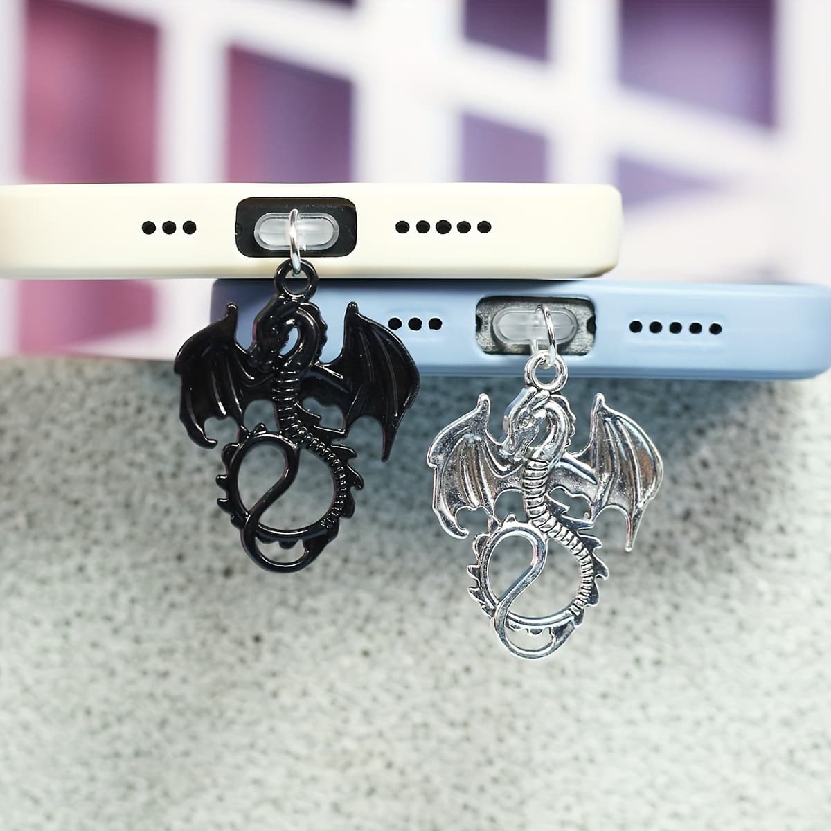 Flying Dragon Pendant Keychain Phone Dust Plug Decorative Accessory for Samsung Type-C Charging Port