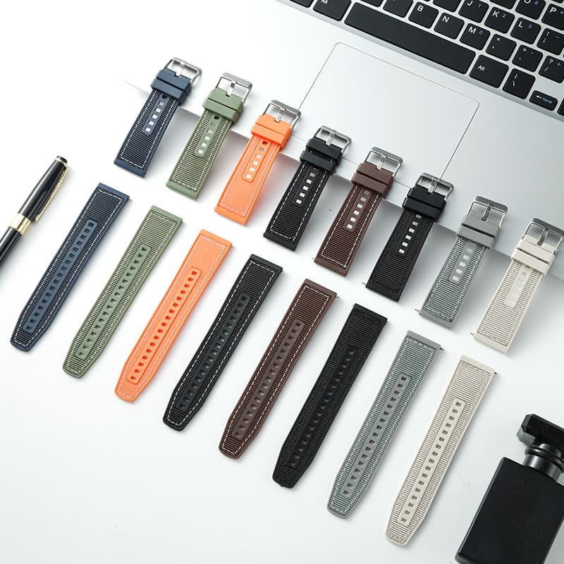 New Nylon Composite Silicone Strap for Apple Watch iWatch 8/9/S10 Pin Buckle Strap