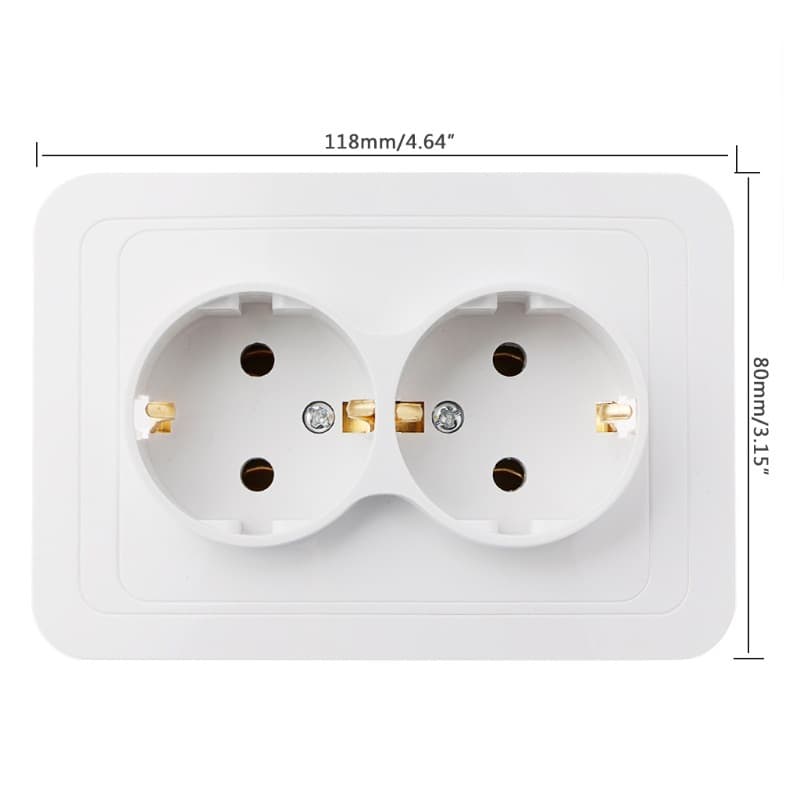 European Standard Two-Gang Grounded Socket, German Standard Dual Wall Power Outlet, European German Double Socket