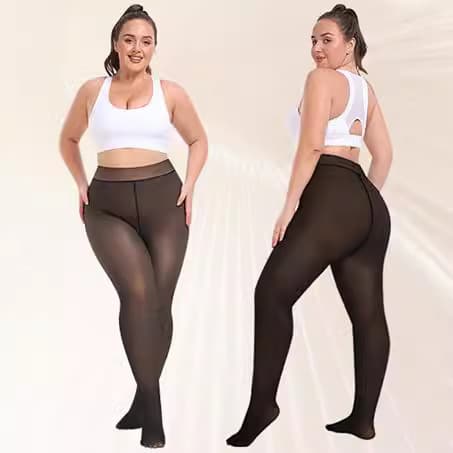 2025 Hot-Style Cross-Border Black Translucent Fleece-Lined Thickened Slimming Leggings, Women's "Bare Leg" Magic Tights