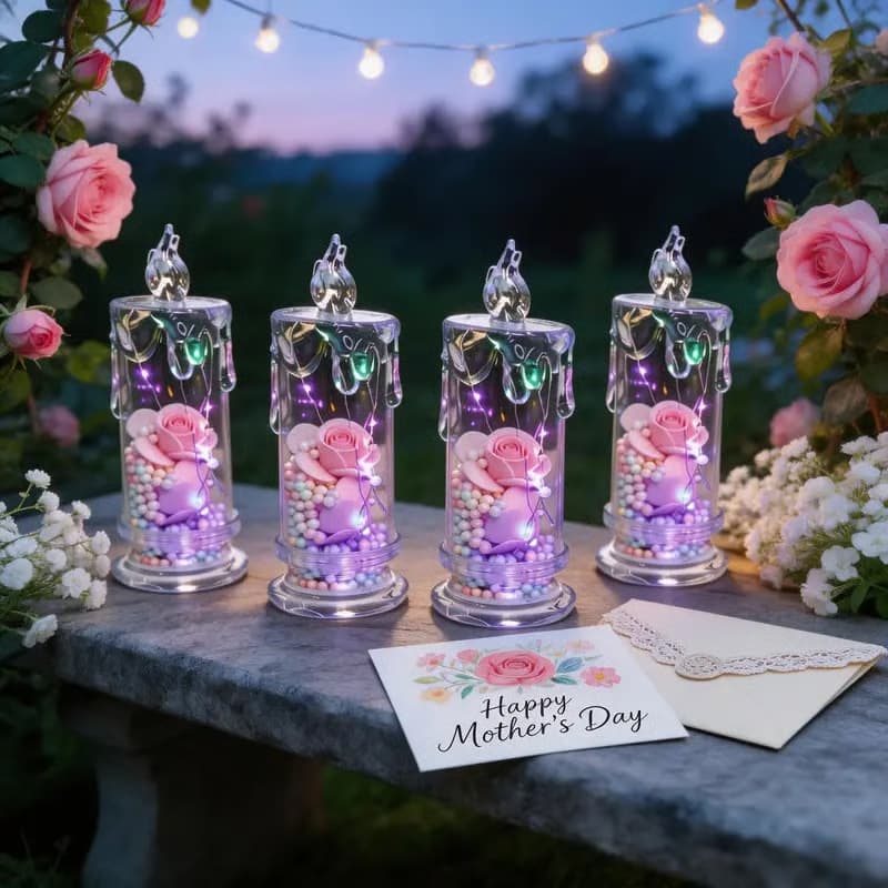 Rose Candle Lights Party Decoration Mother's Day Gift