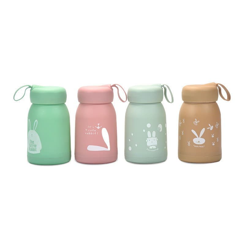 Customized Cute Rabbit Glass Water Cup, Portable, High Temperature Resistant, with Strap, Double-Layer Advertising Cup, Opening Event Gift Cup
