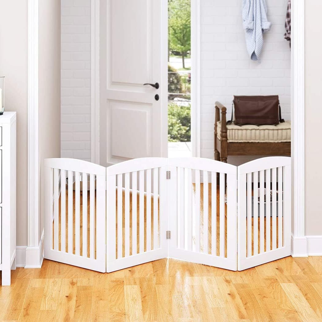 Wooden independent foldable pet gate fence movable wooden fence isolation gate pet dog fence guardrail