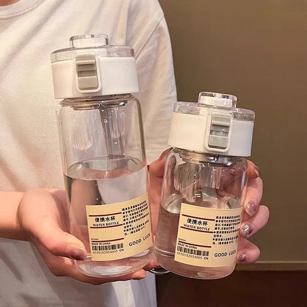 Muji-Style Cup Straight Drink Version, High-Gloss Simple Portable Cup, Durable Plastic Cup with Tea Strainer, High-Temperature Resistant Water Cup