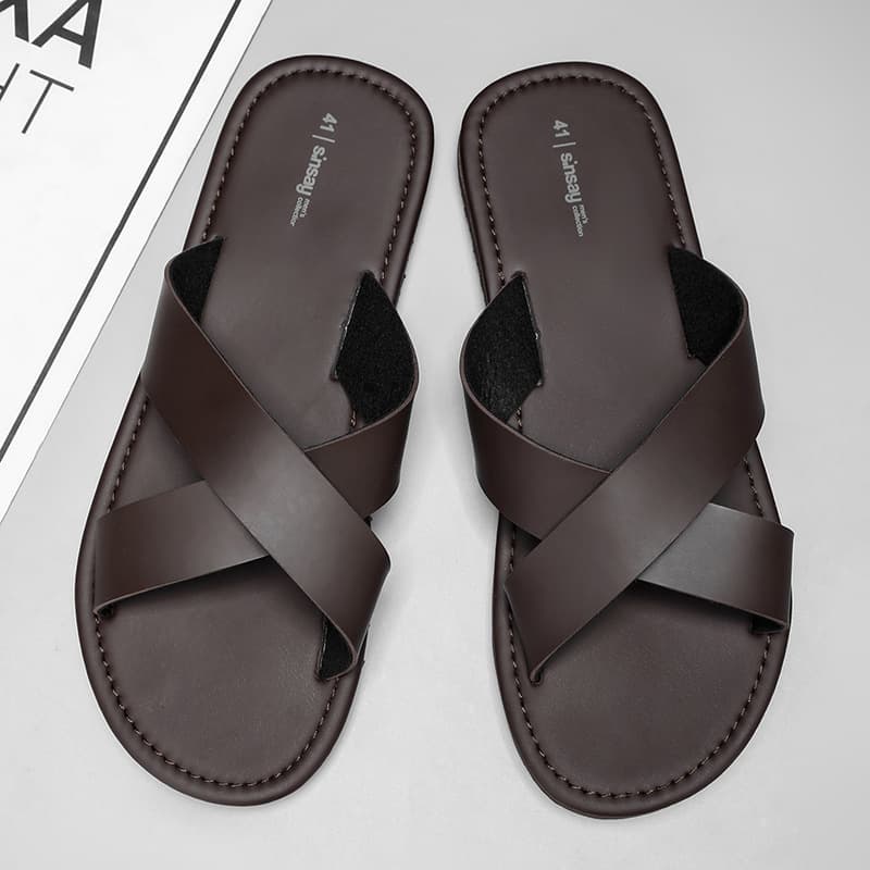 Men's Cross Strap Sandals, Soft Sole Summer New Style, Anti-Slip Outdoor Beach Sandals
