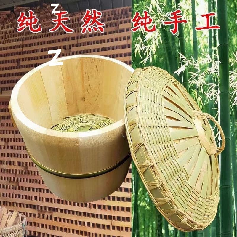 Toona Sinensis Wood Rice Steamer - Home/Commercial Fir Wood Bucket with Mold-resistant Steaming Design