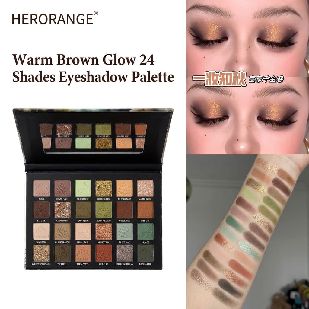 Warm Brown Reflection Twenty-Four Color Eyeshadow Palette Matte Pearlescent Fine Sparkle Earth Color Chameleon Eyeshadow Comprehensive Palette
