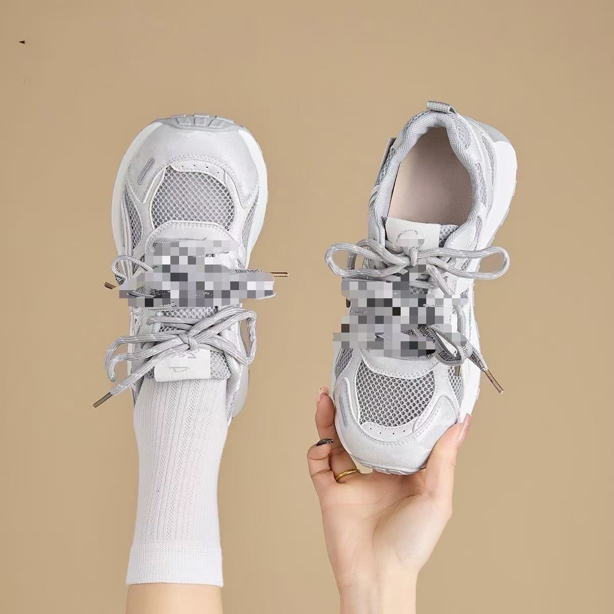 Popular Thin Dad Shoes for Women 2026 Summer New Airline Mesh Breathable Lightweight Moral Training Shoes Thick-Soled Sports Shoes