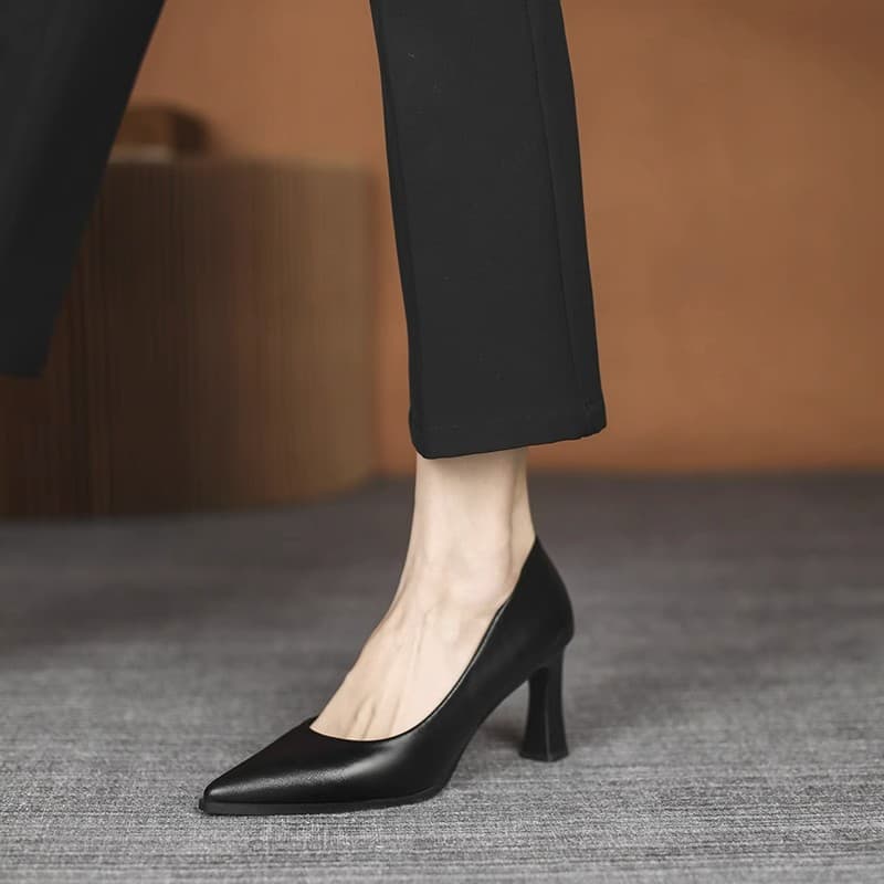 Light Luxury Black Professional Work Shoes, Flight Attendant Formal Etiquette High Heels, Office Women's Shoes, Ultra-High Heel Slip-On Shoes