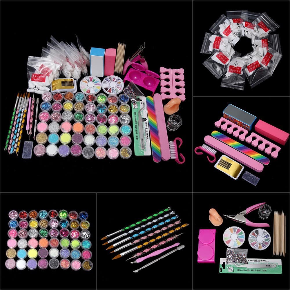 Hot Selling Nail Art Kit Nail Tool Set OPP Bag 48 Colors Glitter Nail Art Set Full Set for Beginners