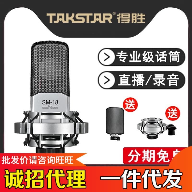 Takstar/Victory SM-18 EL Condenser Microphone Professional Live Equipment Recording Singing Computer Sound Card