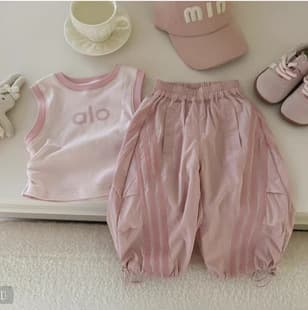 Girls Summer Thin Vest Cargo Pants 2026 New Korean Style Baby Toddler Clothing
