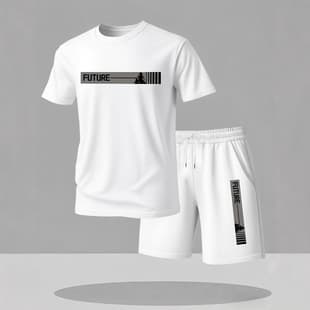 Polyester breathable mesh, quick-dry moisture-wicking T-shirt, comfortable and soft men's casual sport T-shirt set short sleeve