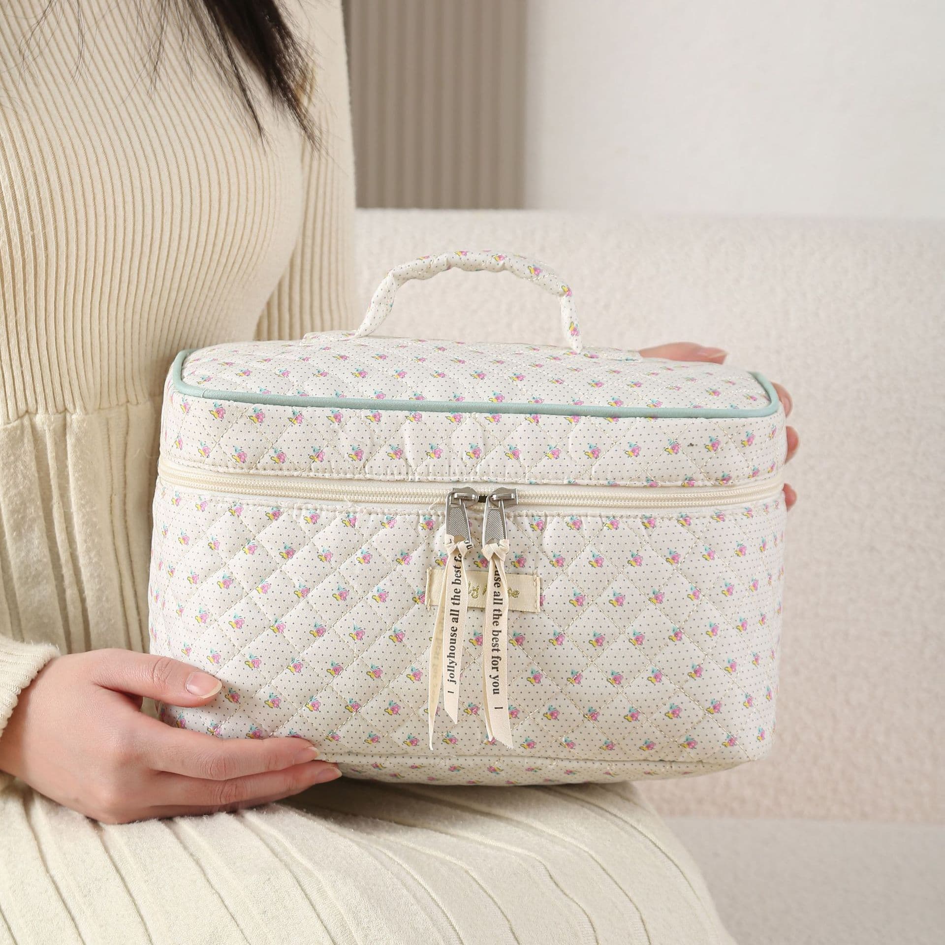 Floral Makeup Bag Fashion Simple Lipstick Organizer Cute Large Capacity Multifunctional Toiletry Pouch 2024 Spring