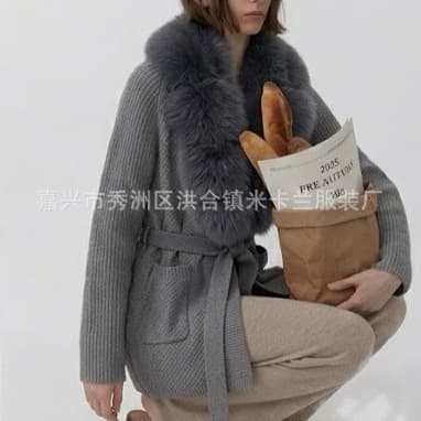 2026 Spring Cardigan Fox Fur-Like Faux Fur Sweater Women's Knit Cardigan Coat New Stylish Women's Knitwear