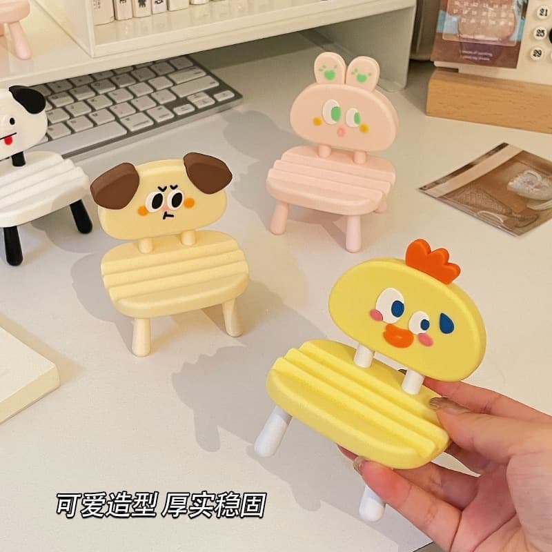 Internet celebrity desktop cute mobile phone holder creative puppy chick rabbit ornament soft plastic chair holder night market wholesale