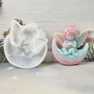 S2718 Moon Girl Semi-3D Pendant 2 Decorative Cement Plaster Mold DIY Silicone Mold