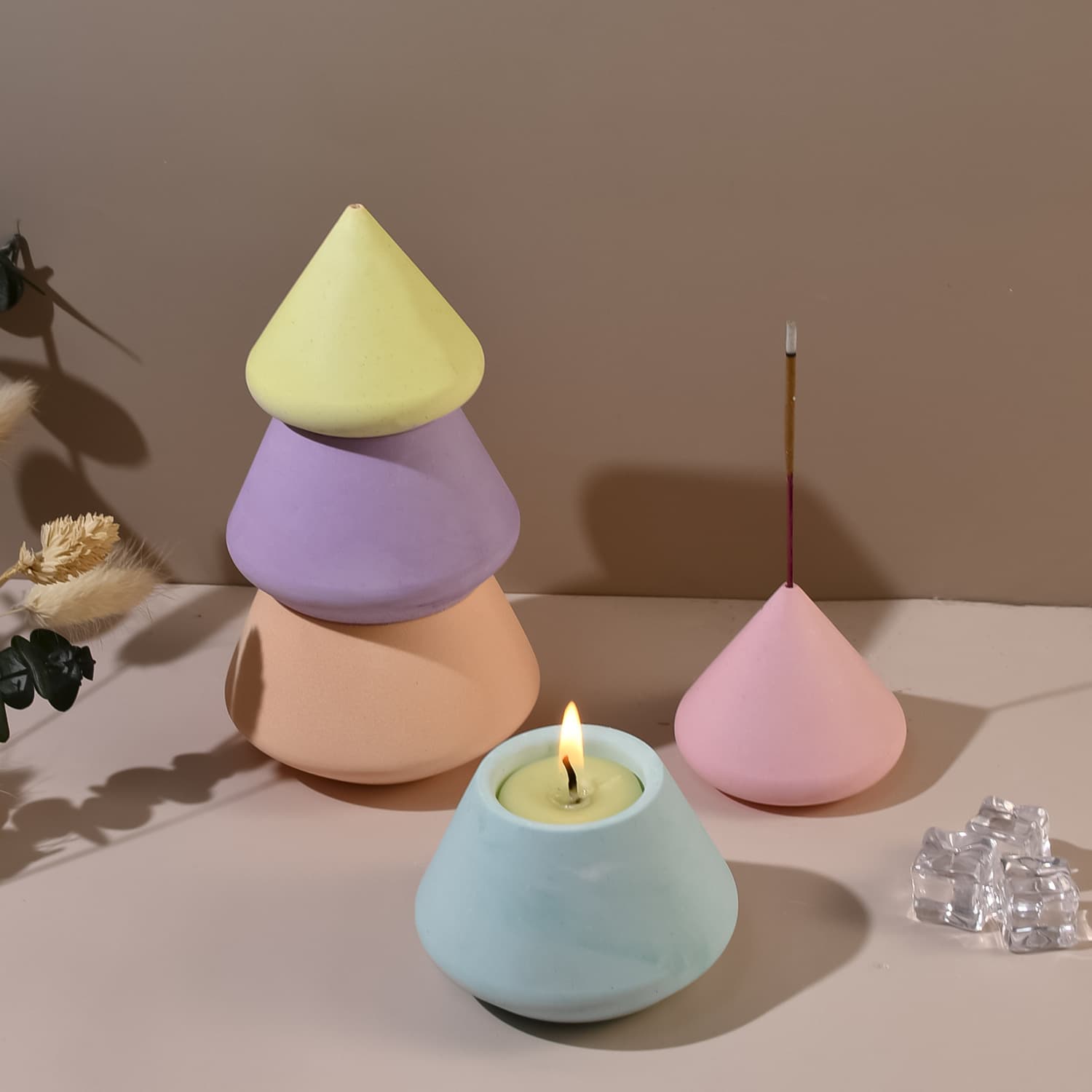 DIY New Epoxy Resin Mold Christmas Tree Split Candle Cup Silicone Mold Plaster Scented Candle Holder Decoration