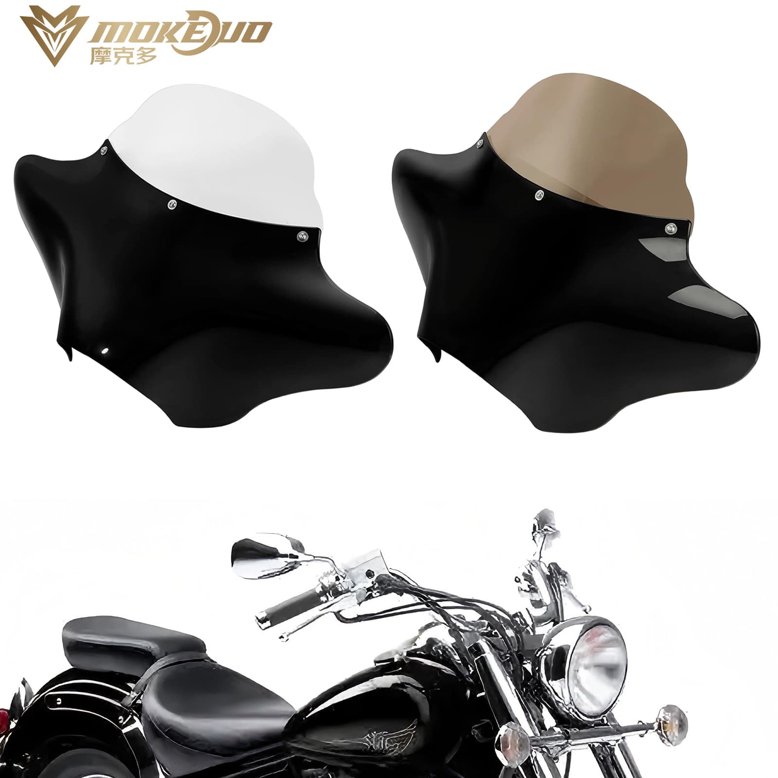 Custom Headlight Fairing Windshield with Bracket for Yamaha Vstar 650 98-11