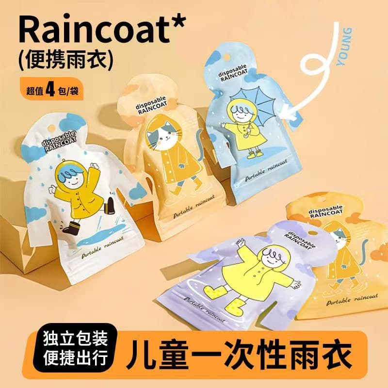 Kids Disposable Raincoat with Backpack Cover, Heavy-Duty Anti-Storm, Portable Rain Poncho for Travel and School