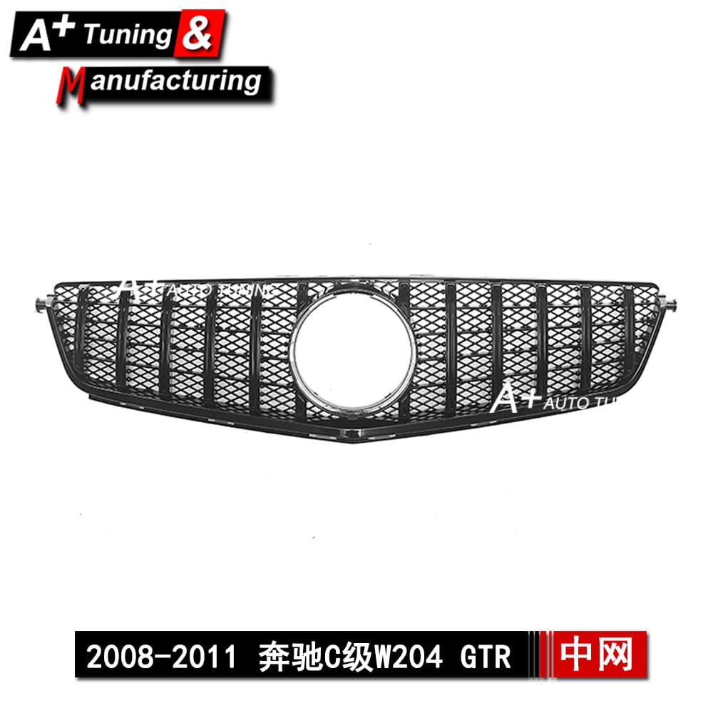 For Mercedes-Benz C-Class W204 C63 2008-2011 Upgrade GTR Style Black Modified Grille