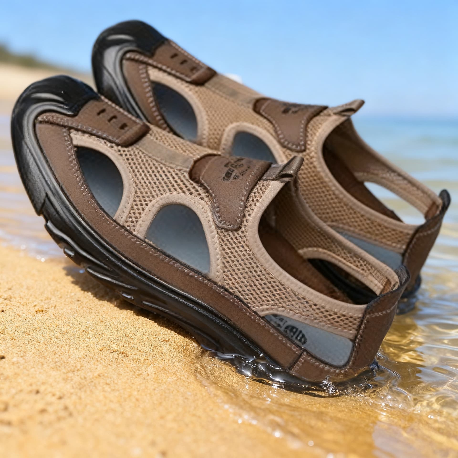 Summer Men's Breathable Mesh Beach Shoes Hollow Mesh Dad Shoes Casual Crocs Men's Non-Slip Wading Shoes