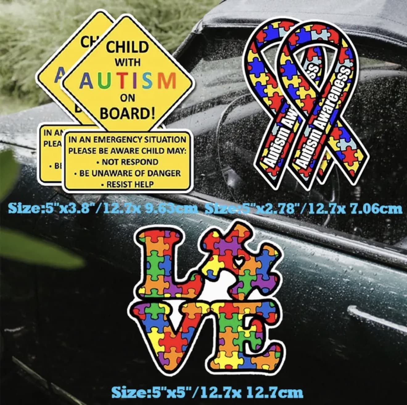 pcs Autism Awareness Car Sticker Set, Car Truck Decal Sticker Alert Responder