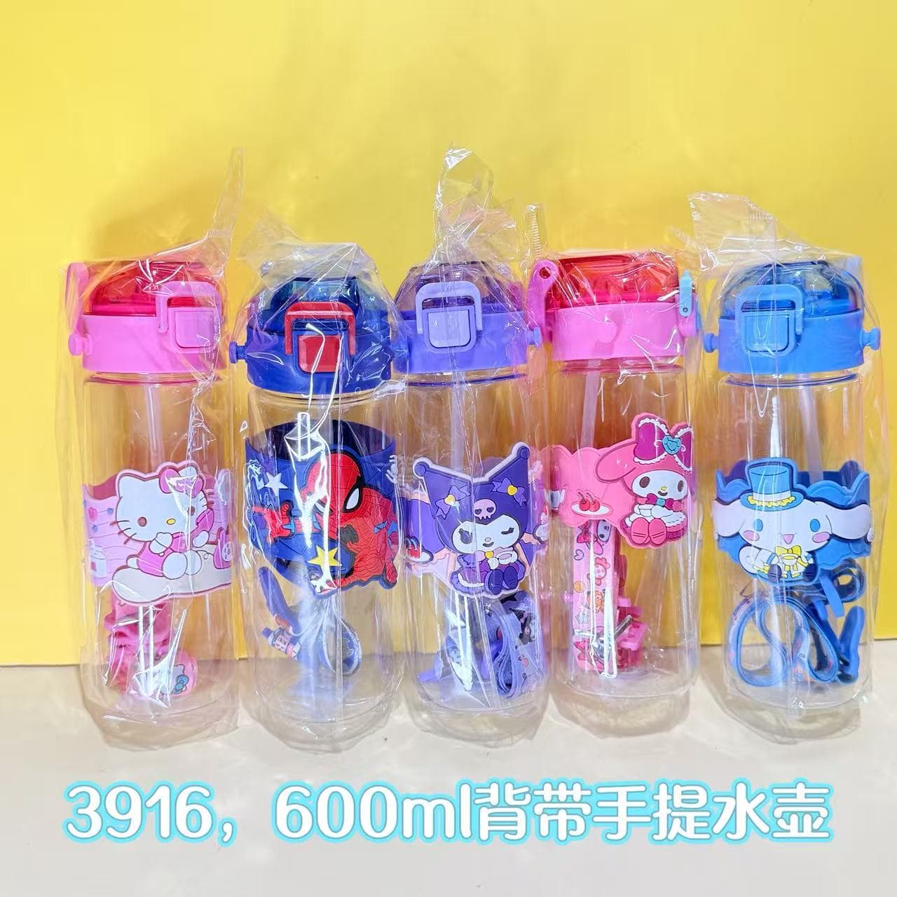 New Sanrio Cute Cartoon Strap-On Straw Cup Lilo and Stitch Children's Water Bottle Portable Water Cup