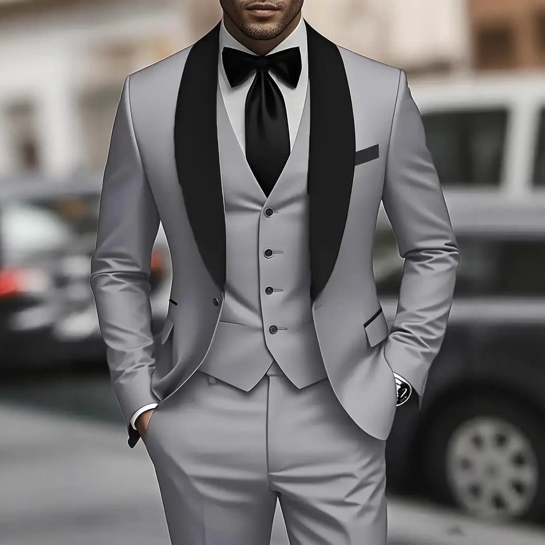 Cross-border Trade Men's Suit Set Business Casual Three-Piece Slim Fit Korean Style Wedding Best Man Tuxedo