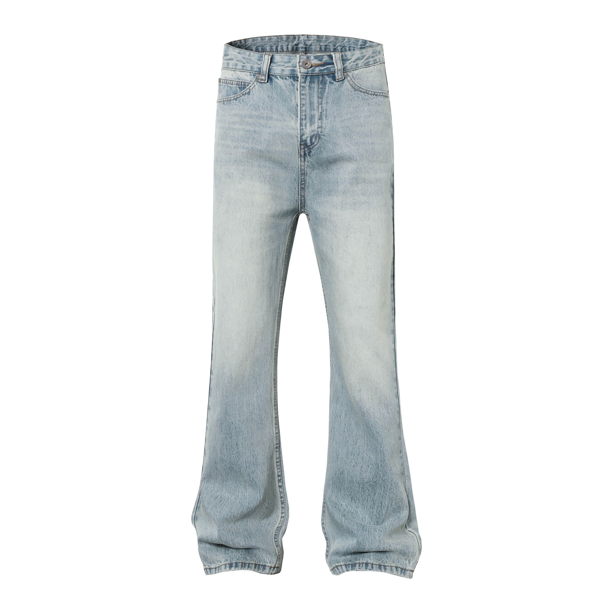 2026 new American cleanfit washed distressed whiskering jeans men's high street bootcut jeans