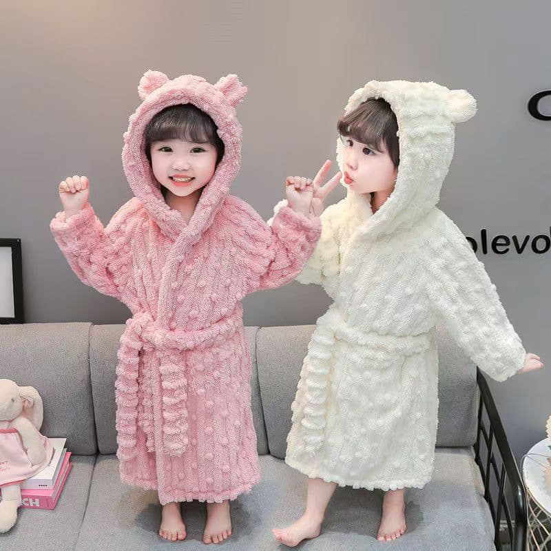 Children's Autumn/Winter Nightgown Small/Medium Kids Long Loungewear Baby Thickened Pajamas Princess Style Home Bathrobe Warm