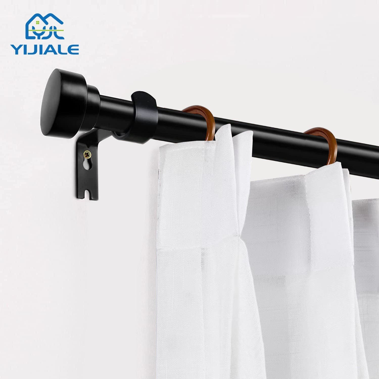 Nordic Roman curtain rods in black single/double rod top-mount track industrial style rods with drilling option, thickened aluminum alloy