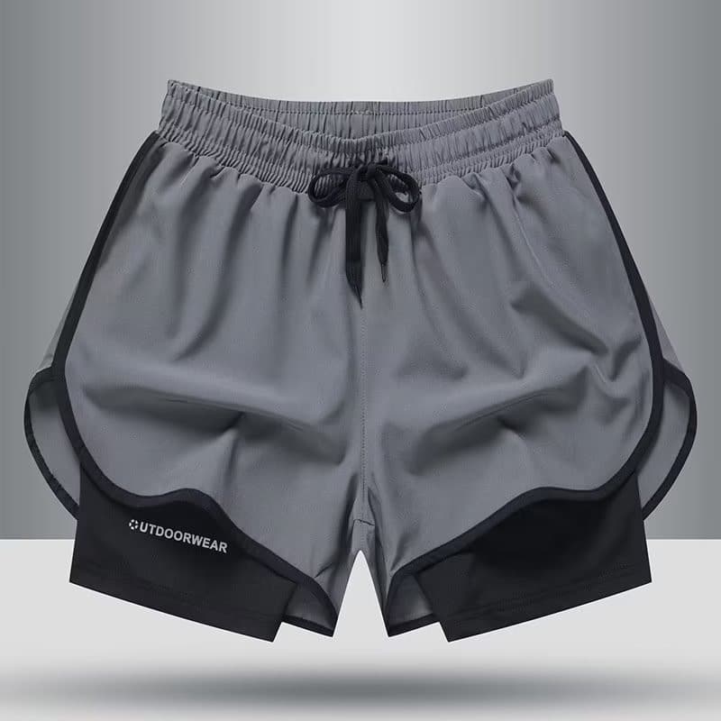 Sports Shorts for Men Fitness Running Marathon Track Loose Three-Quarter Length Quick Dry Lining Anti-Exposure Double Layer Shorts