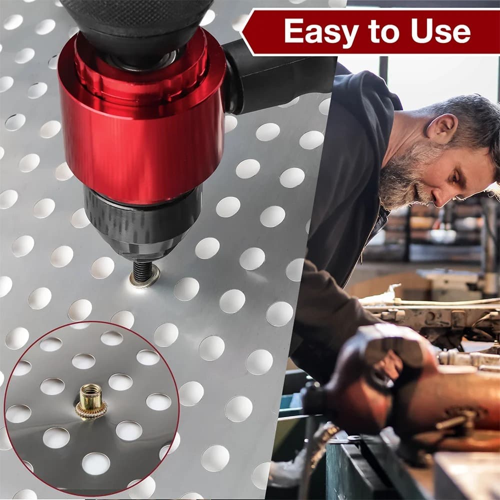 Electric Drill to Rivet Nut Gun Adapter, Rivet Nut Setting Tool Conversion Head with Metric and Imperial Pull Rods, Handheld