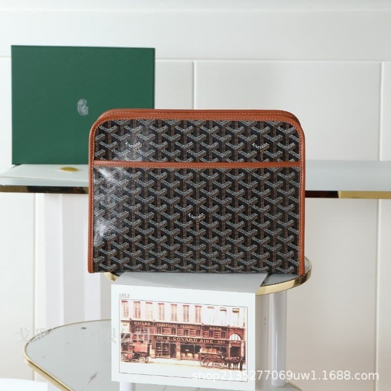 Dog Tooth Print Zipper Clutch Bag Goyard Unisex Couple Versatile Casual Travel Accordion Bag Cross-Border Wholesale