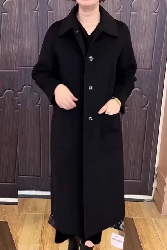 Coat Autumn Winter New Lapel Old Middle-Aged Women's Clothing Mom Style Long Trench Coat Jacket