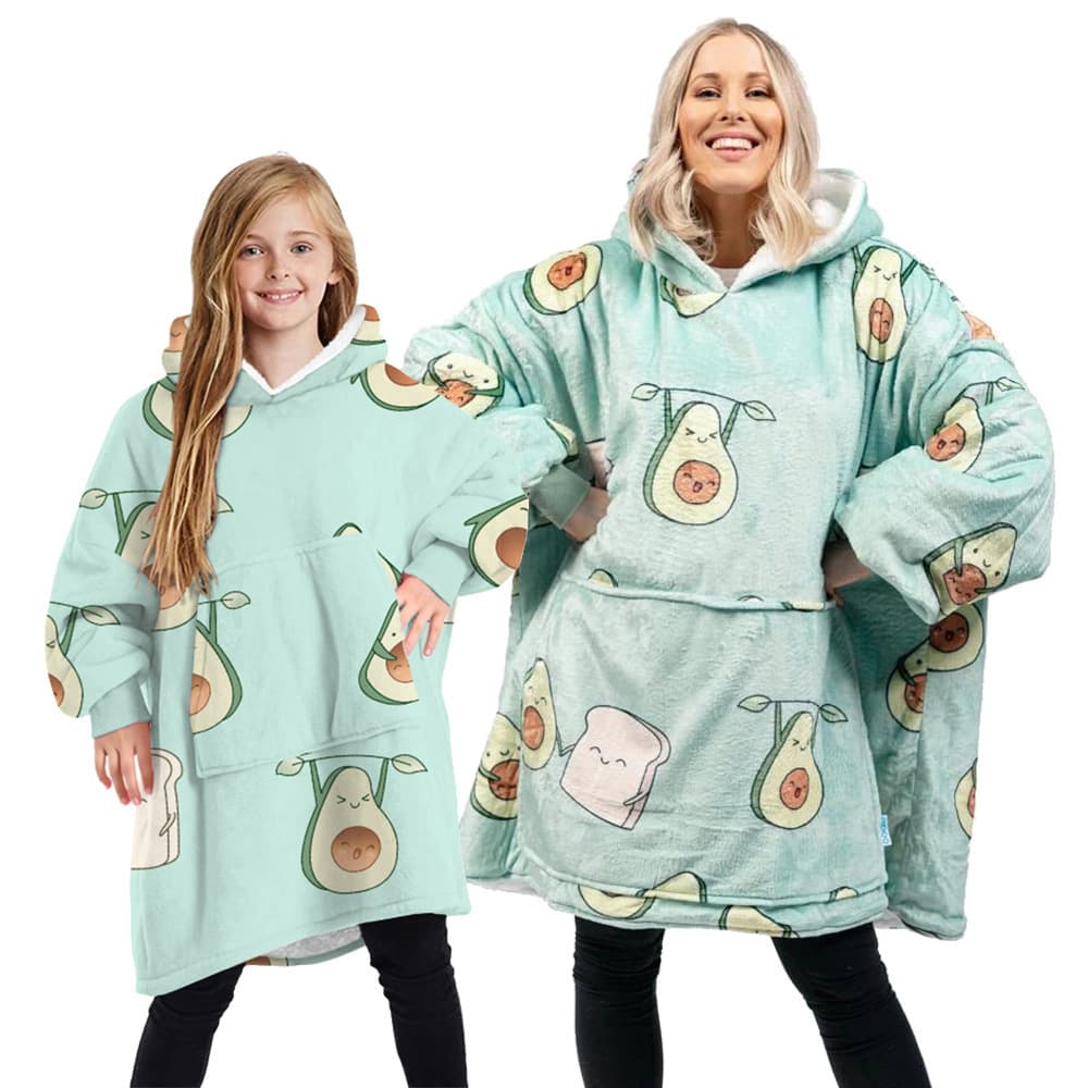 Cross-border Sherpa Wool Blanket 3D Digital Print Wearable Pullover Blanket Large Pocket Hooded Lazy Clothes