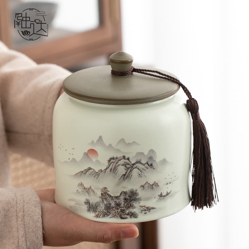 Chinese retro tea can, empty can, sealed can, tea can storage tank, porcelain can, tea storage can, household green tea and black tea