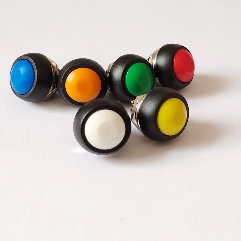 12MM Round Non-Locking Button Red Yellow Blue Green Black White Orange Small Waterproof Self-Resetting PBS-33B Switch