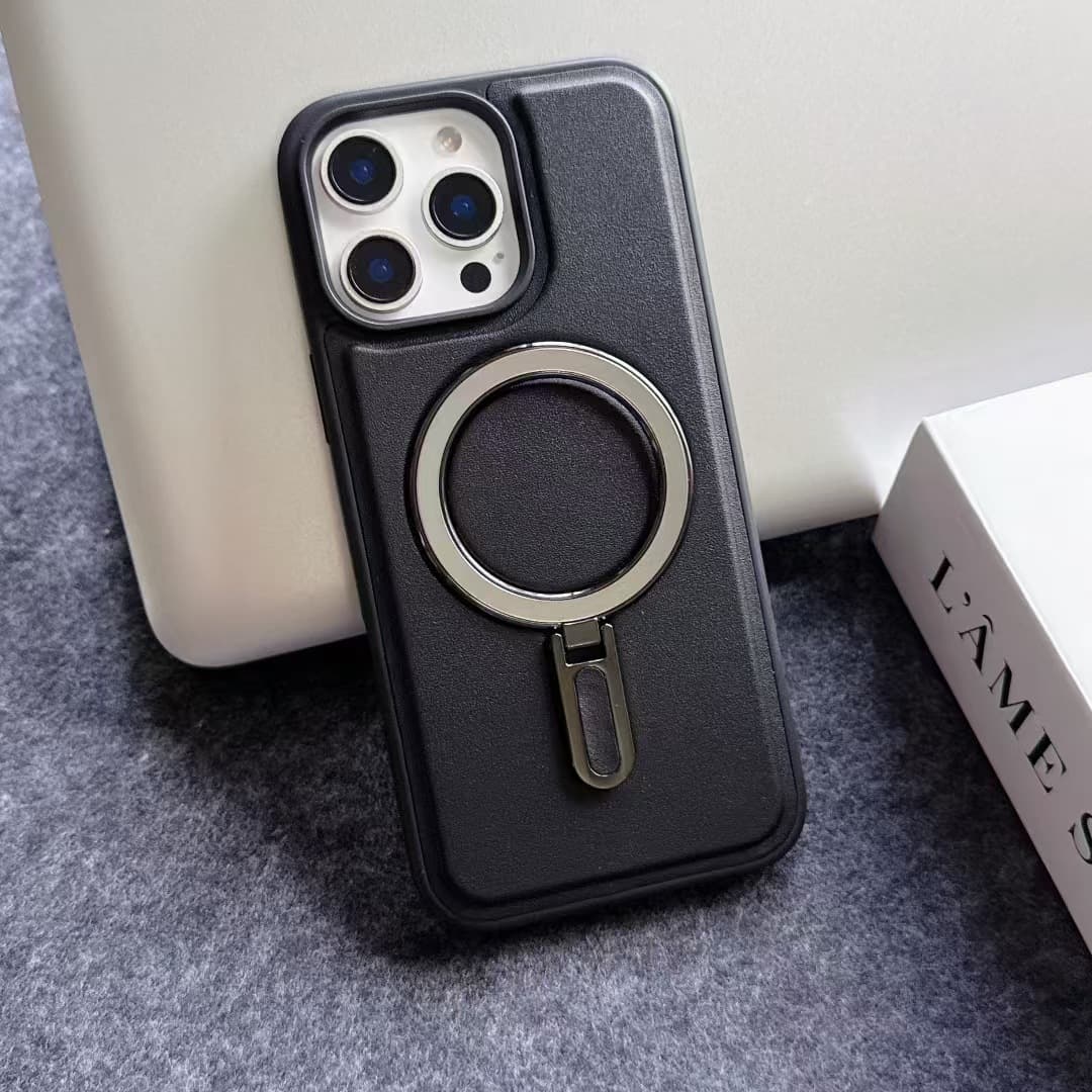 Compatible with iPhone 16 Case, iPhone 14, Apple 15 Pro Silver Shield Magnetic Stand Protective Cover, Cross-Border Business New Style