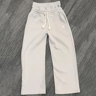 Cross-Border European and American Double Waistband Embroidered Sweatpants Unisex Streetwear High-Street Long Pants Fake Two-Layer Pants Loose Wide-Leg Pants