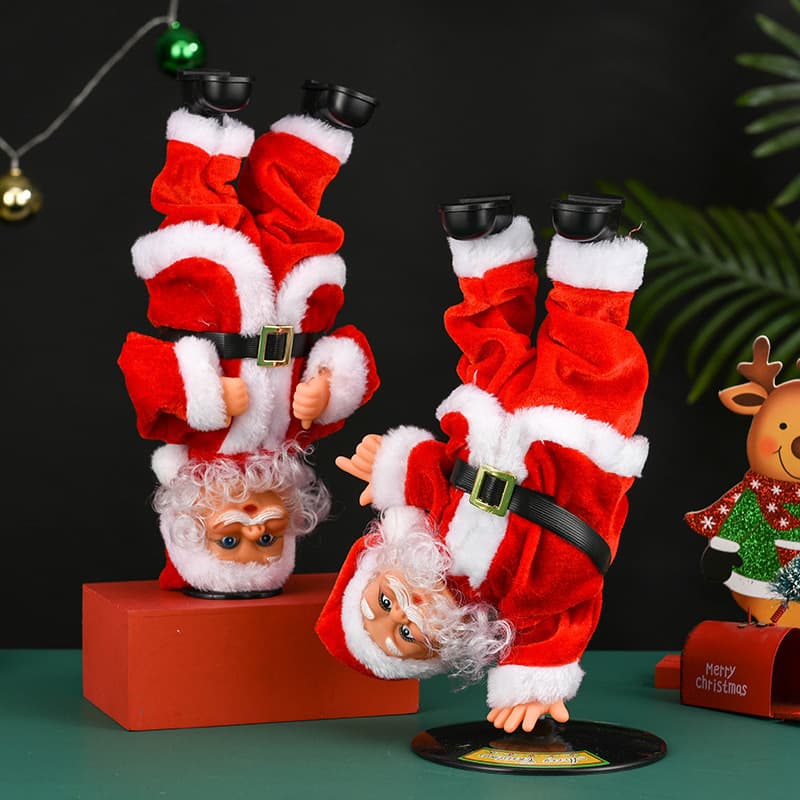 Christmas Decoration Electric Inverted Music Street Dance Santa Claus Figure Creative Christmas Toy for Kids