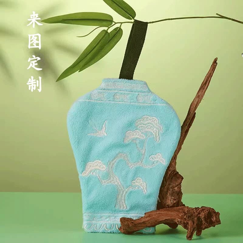 New Chinese Style Kitchen Hanging Hand Towel, French Countryside Design, Special Hand Towel for Bathroom, Absorbent Dishcloth, Household Towel