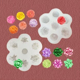 Succulent Flower Aroma Candle Silicone Mold DIY 7-Hole Petal Scented Stone Handmade Soap Plaster Mold Cake